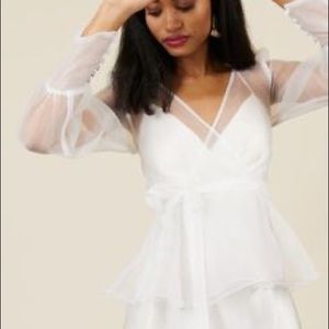 Elegant White Sheer Women's Top